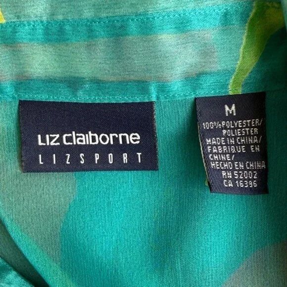 Liz Claiborne LizSport Sheer Floral Button-Down Blouse – Size M - Picture 3 of 6